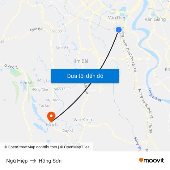 Ngũ Hiệp to Hồng Sơn map