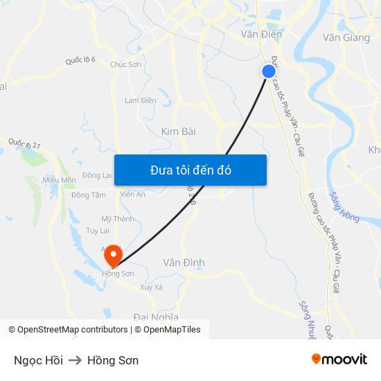 Ngọc Hồi to Hồng Sơn map