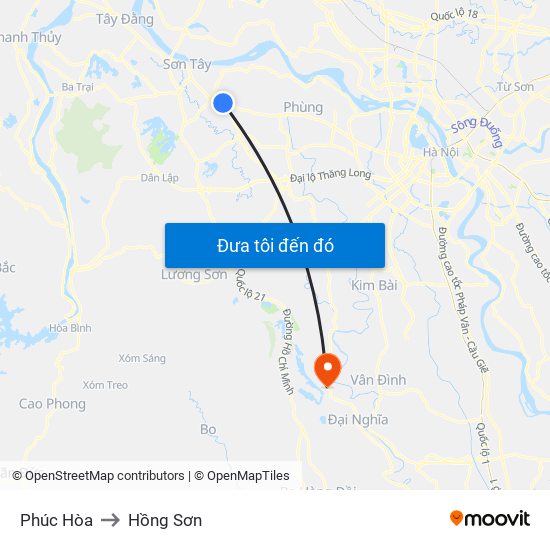 Phúc Hòa to Hồng Sơn map
