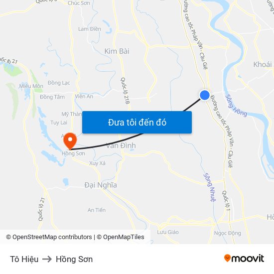 Tô Hiệu to Hồng Sơn map