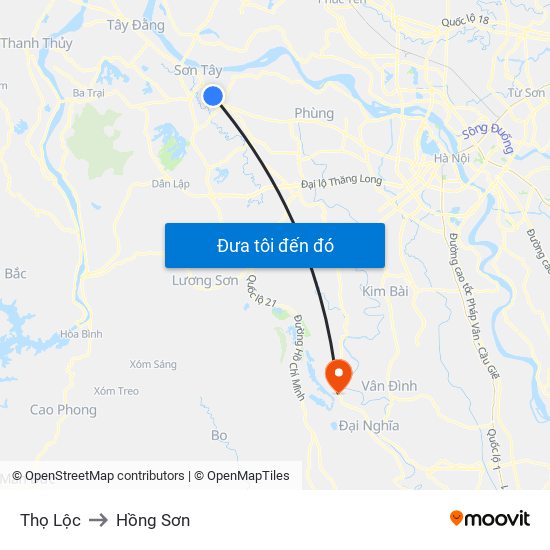 Thọ Lộc to Hồng Sơn map