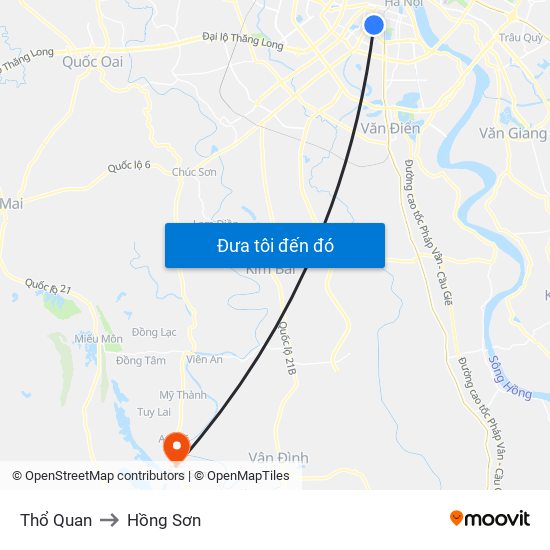 Thổ Quan to Hồng Sơn map
