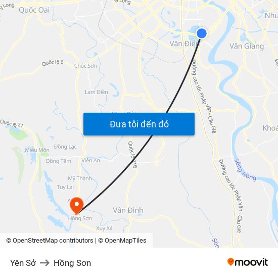 Yên Sở to Hồng Sơn map