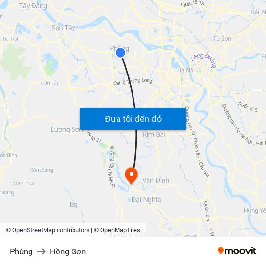 Phùng to Hồng Sơn map