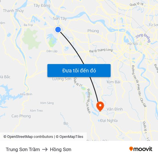 Trung Sơn Trầm to Hồng Sơn map