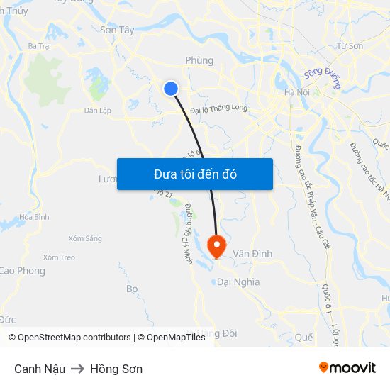 Canh Nậu to Hồng Sơn map