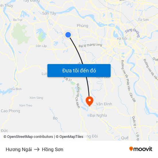 Hương Ngải to Hồng Sơn map
