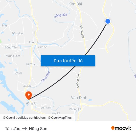 Tân Ước to Hồng Sơn map