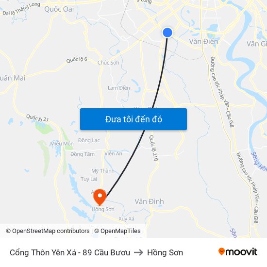 Cổng Thôn Yên Xá - 89 Cầu Bươu to Hồng Sơn map