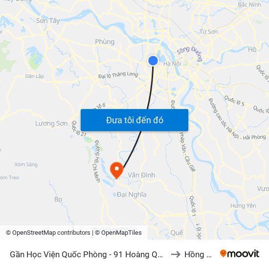 Gần Học Viện Quốc Phòng - 91 Hoàng Quốc Việt to Hồng Sơn map