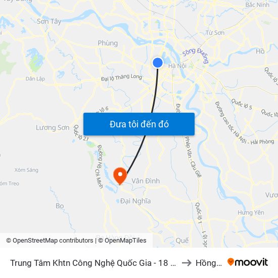 Trung Tâm Khtn Công Nghệ Quốc Gia - 18 Hoàng Quốc Việt to Hồng Sơn map