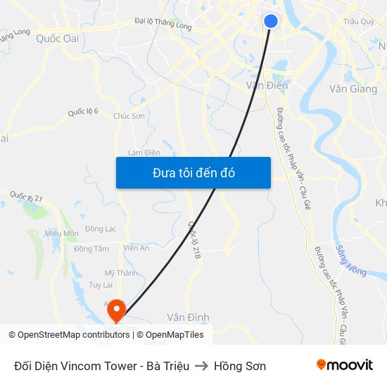 Đối Diện Vincom Tower - Bà Triệu to Hồng Sơn map