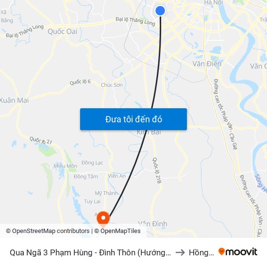 Qua Ngã 3 Phạm Hùng - Đình Thôn (Hướng Đi Phạm Văn Đồng) to Hồng Sơn map