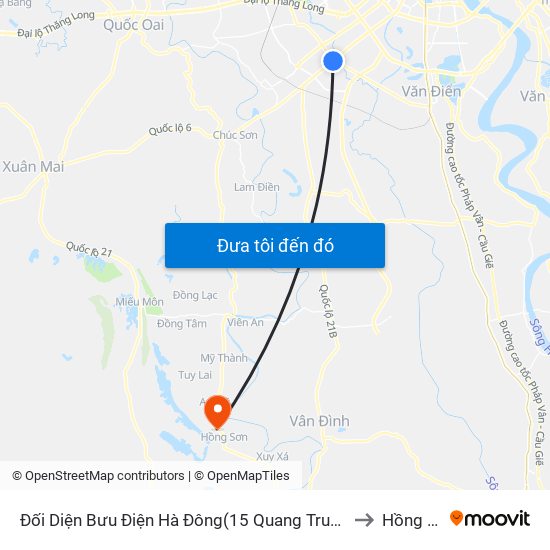 Đối Diện Bưu Điện Hà Đông(15 Quang Trung Hà Đông) to Hồng Sơn map