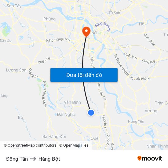 Đồng Tân to Hàng Bột map