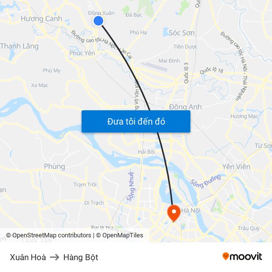 Xuân Hoà to Hàng Bột map