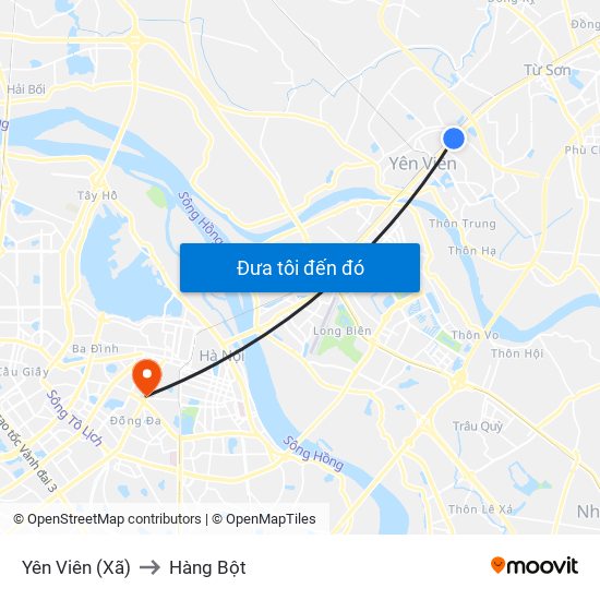 Yên Viên (Xã) to Hàng Bột map