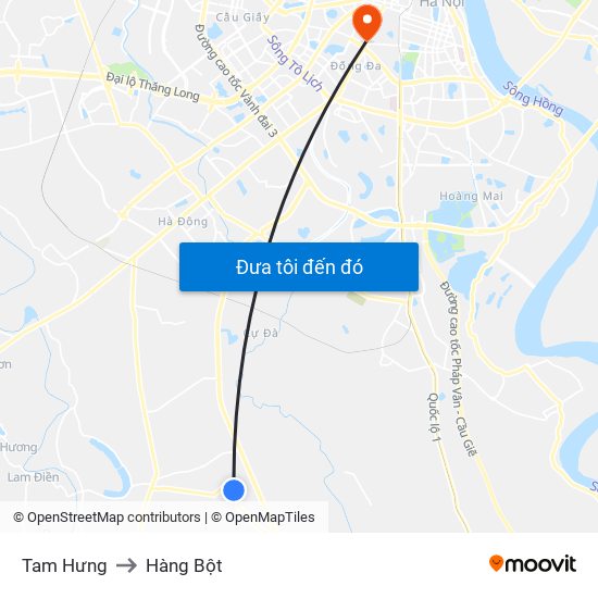 Tam Hưng to Hàng Bột map