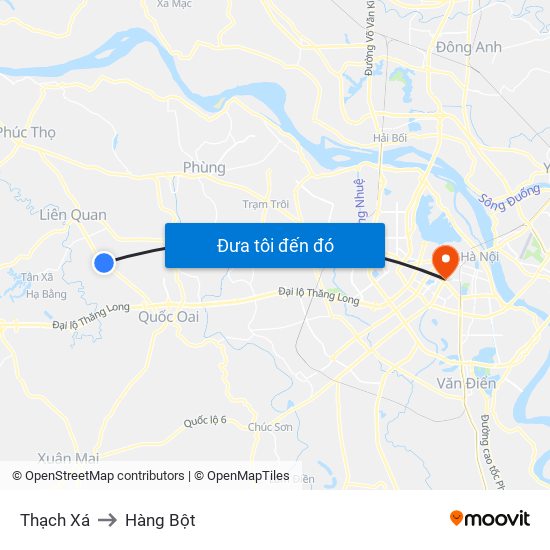 Thạch Xá to Hàng Bột map