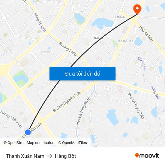 Thanh Xuân Nam to Hàng Bột map