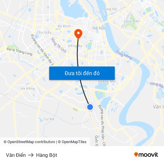 Văn Điển to Hàng Bột map