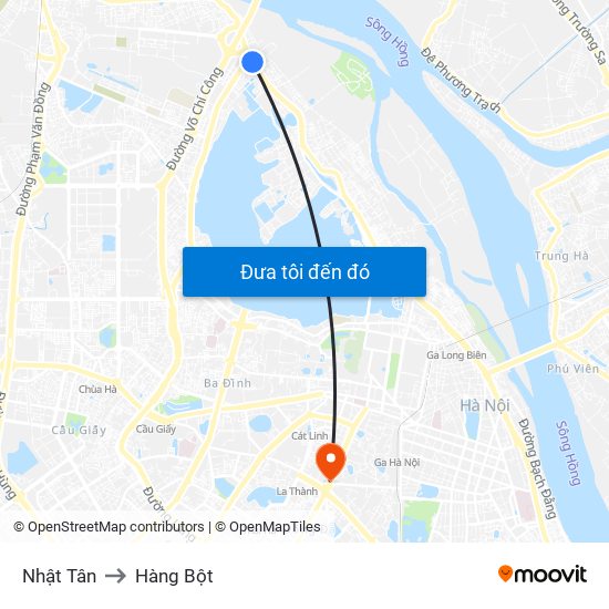 Nhật Tân to Hàng Bột map