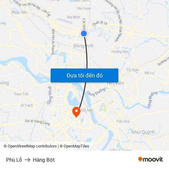 Phù Lỗ to Hàng Bột map