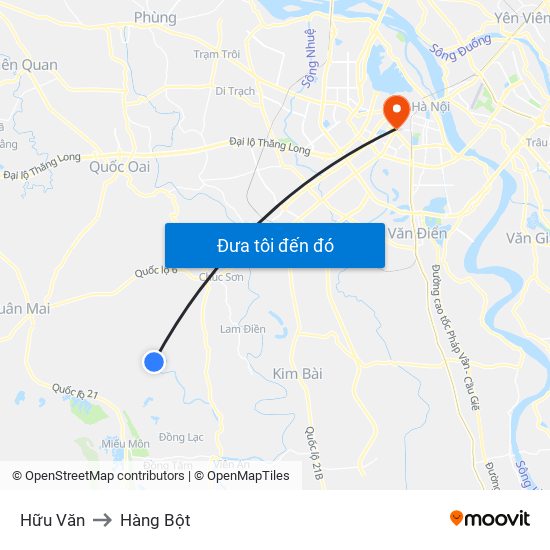 Hữu Văn to Hàng Bột map