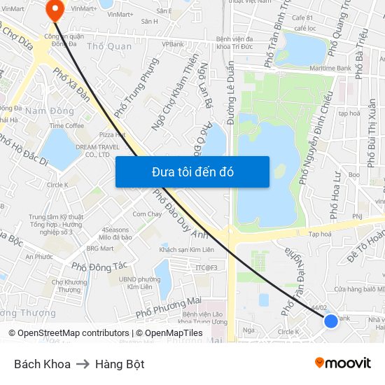 Bách Khoa to Hàng Bột map