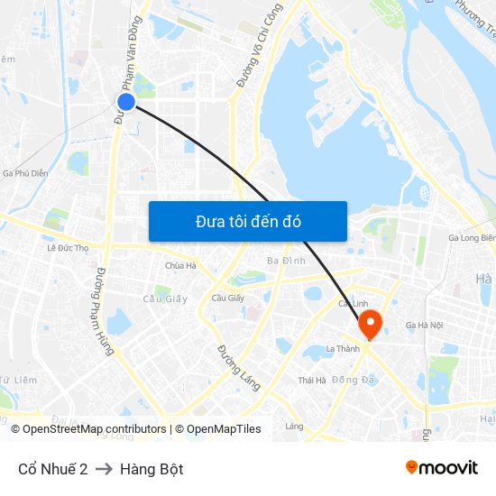 Cổ Nhuế 2 to Hàng Bột map