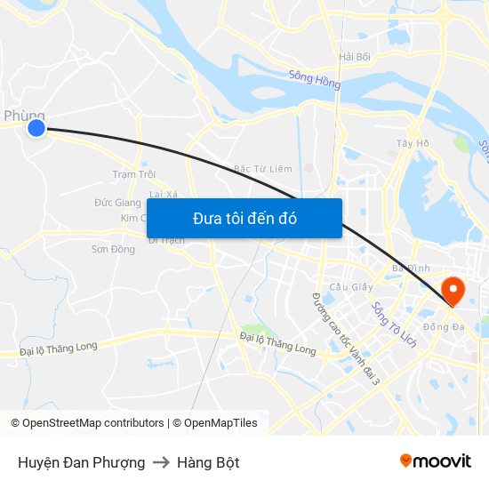 Huyện Đan Phượng to Hàng Bột map