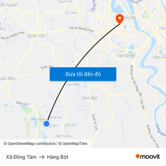 Xã Đồng Tâm to Hàng Bột map