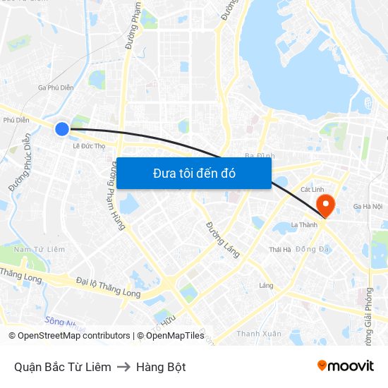 Quận Bắc Từ Liêm to Hàng Bột map