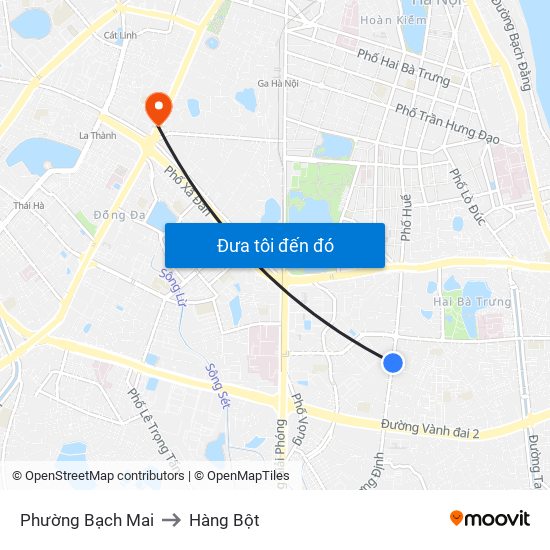 Phường Bạch Mai to Hàng Bột map