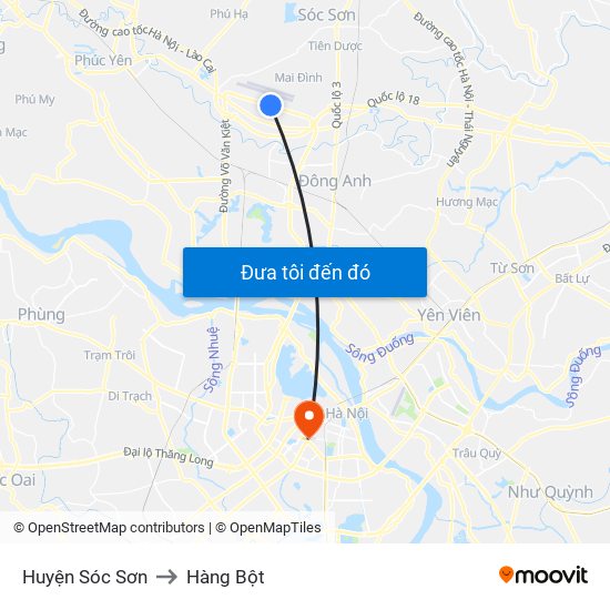 Huyện Sóc Sơn to Hàng Bột map