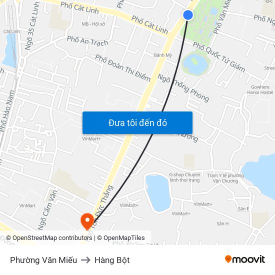 Phường Văn Miếu to Hàng Bột map