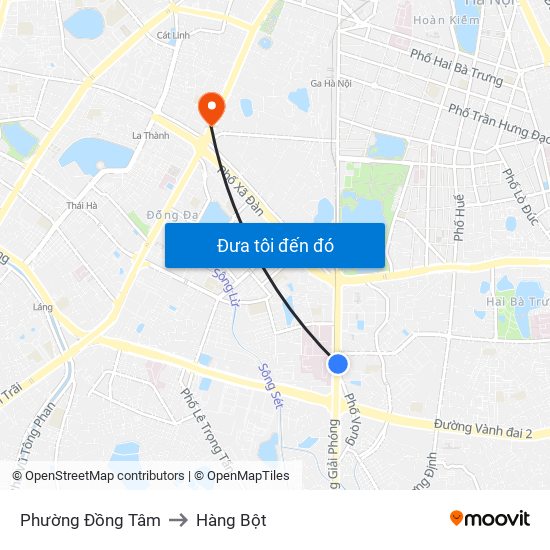Phường Đồng Tâm to Hàng Bột map