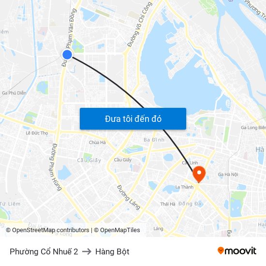 Phường Cổ Nhuế 2 to Hàng Bột map