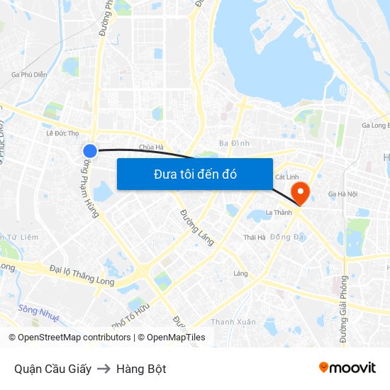 Quận Cầu Giấy to Hàng Bột map