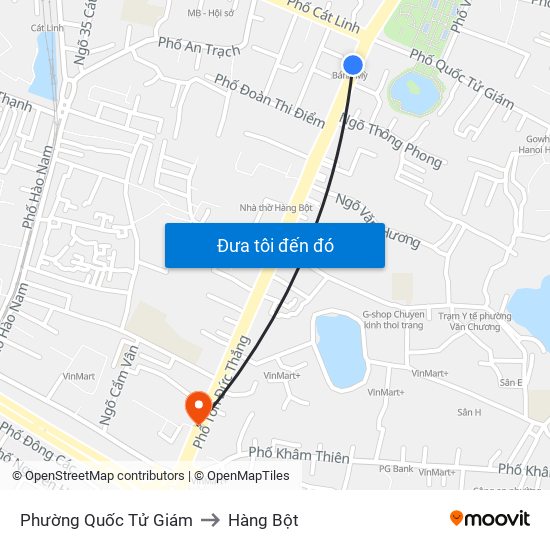 Phường Quốc Tử Giám to Hàng Bột map