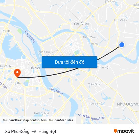 Xã Phù Đổng to Hàng Bột map