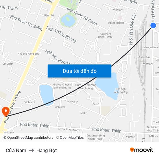 Cửa Nam to Hàng Bột map