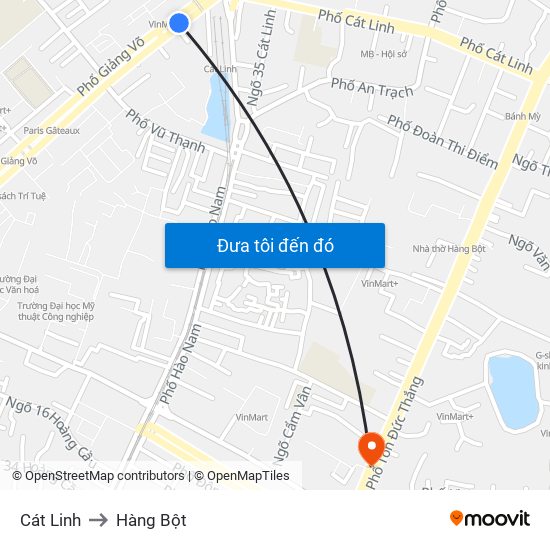 Cát Linh to Hàng Bột map