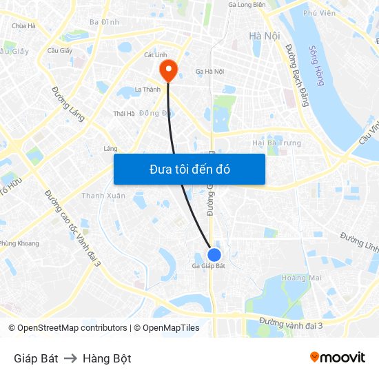 Giáp Bát to Hàng Bột map