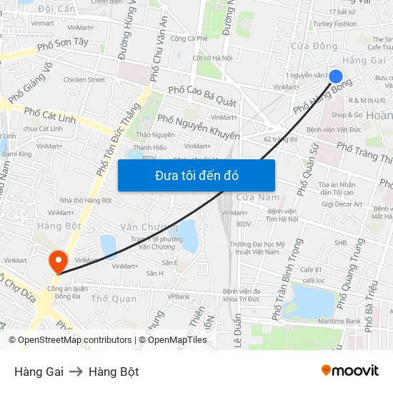 Hàng Gai to Hàng Bột map