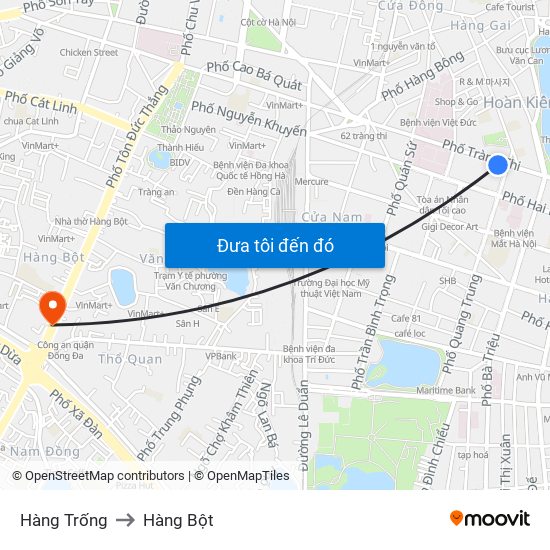 Hàng Trống to Hàng Bột map