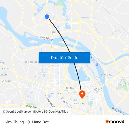 Kim Chung to Hàng Bột map