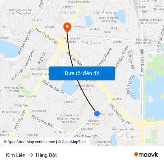 Kim Liên to Hàng Bột map
