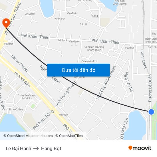 Lê Đại Hành to Hàng Bột map