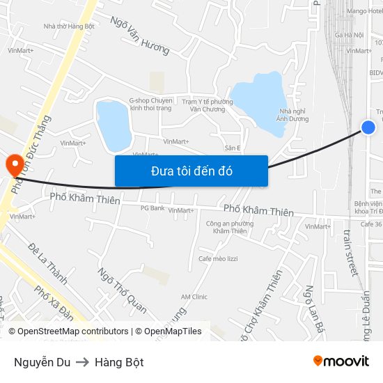 Nguyễn Du to Hàng Bột map